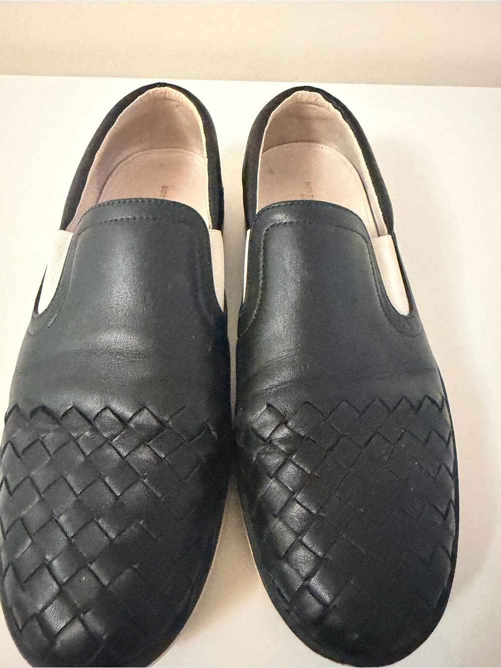 Bottega Veneta Black Woven Leather Women's Slip-On Loafers